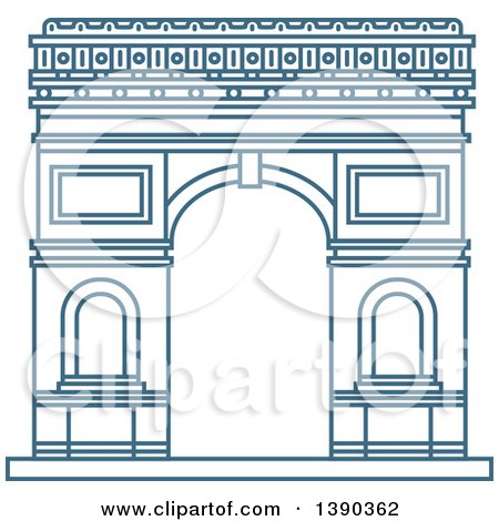 Clipart of a Blue Lineart Styled Landmark, Arc De Triumph - Royalty Free Vector Illustration by Vector Tradition SM