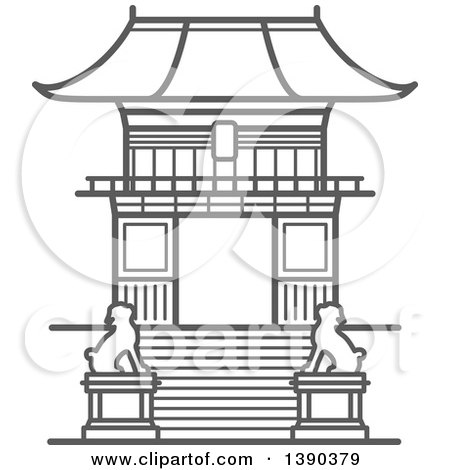 Clipart of a Sketched Gray Eva Gate of Kiyomizu-dera Temple - Royalty Free Vector Illustration by Vector Tradition SM