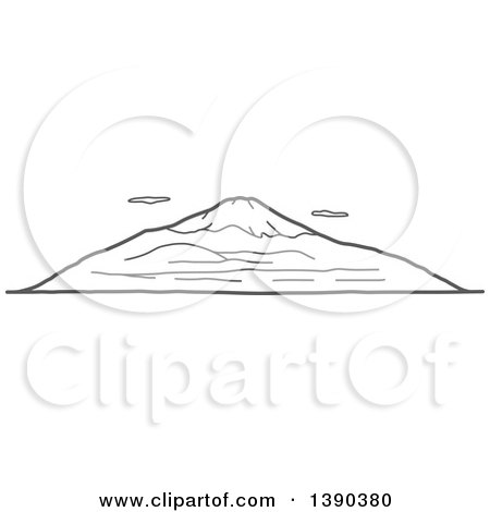 Sketched Gray Landscape with Mt Fuji Posters, Art Prints by - Interior