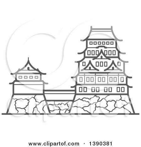 Clipart of a Sketched Gray Imperial Palace - Royalty Free Vector Illustration by Vector Tradition SM