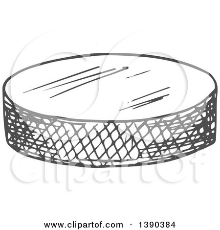 Clipart of a Gray Sketched Hockey Puck - Royalty Free Vector Illustration by Vector Tradition SM