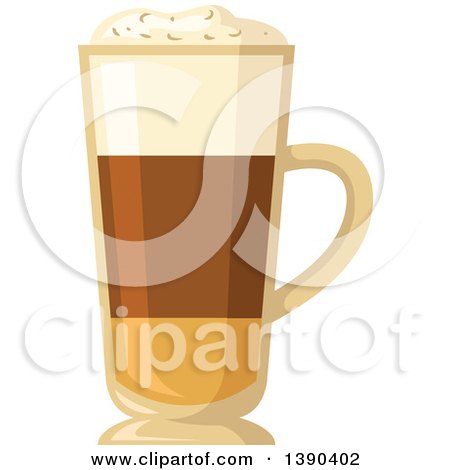 Clipart of a Hot Irish Cream Coffee Drink in a Tall Glass - Royalty Free Vector Illustration by Vector Tradition SM