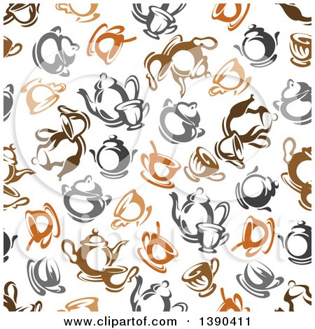 Clipart of a Seamless Background Pattern of Coffee and Tea - Royalty Free Vector Illustration by Vector Tradition SM