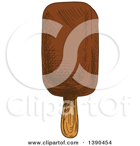 Clipart of a Sketched Fudge Popsicle - Royalty Free Vector Illustration by Vector Tradition SM