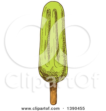Clipart of a Sketched Lime Popsicle - Royalty Free Vector Illustration by Vector Tradition SM
