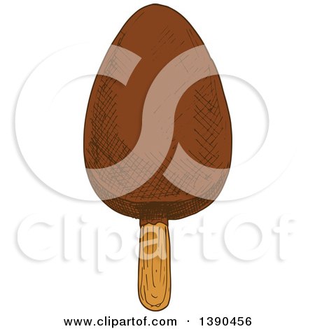 Clipart of a Sketched Fudge Popsicle - Royalty Free Vector Illustration by Vector Tradition SM