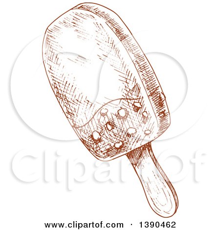 Clipart of a Brown Sketched Popsicle - Royalty Free Vector Illustration by Vector Tradition SM