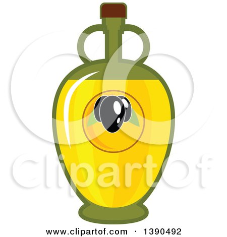 Clipart of a Bottle of Olive Oil - Royalty Free Vector Illustration by Vector Tradition SM