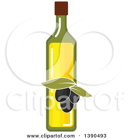 Clipart of a Bottle of Oil and Black Olives - Royalty Free Vector Illustration by Vector Tradition SM