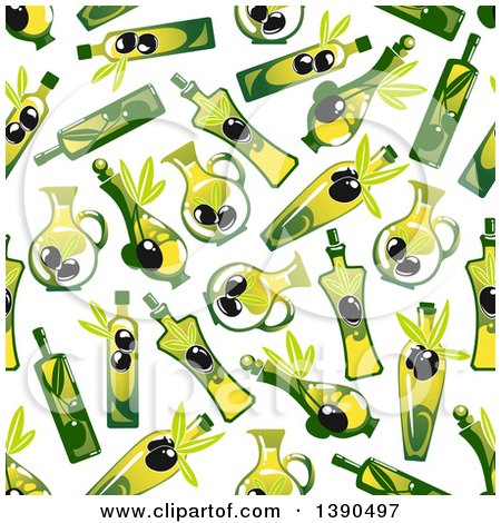 Clipart of a Seamless Background Pattern of Olives and Oil - Royalty Free Vector Illustration by Vector Tradition SM