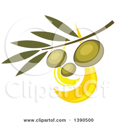 Clipart of a Branch with Green Olives and Leaves - Royalty Free Vector Illustration by Vector Tradition SM