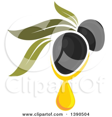 Clipart of Black Olives and Leaves - Royalty Free Vector Illustration by Vector Tradition SM