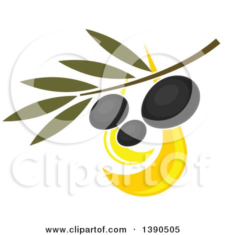Clipart of a Branch with Black Olives - Royalty Free Vector Illustration by Vector Tradition SM