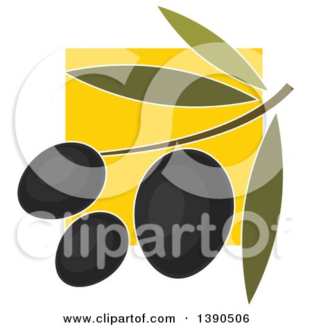 Clipart of a Branch with Black Olives - Royalty Free Vector Illustration by Vector Tradition SM