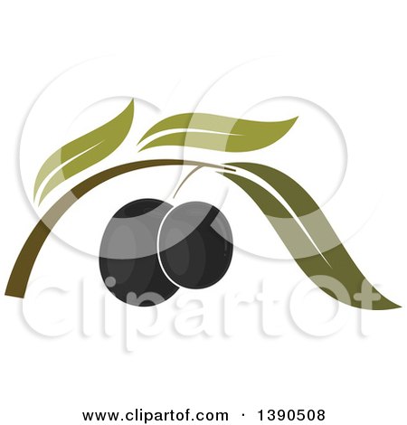 Clipart of Black Olives and Leaves - Royalty Free Vector Illustration by Vector Tradition SM