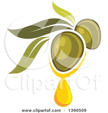 Clipart of Green Olives and Leaves - Royalty Free Vector Illustration by Vector Tradition SM
