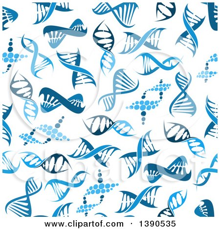 Clipart of a Seamless Background Pattern of Blue Dna Strands - Royalty Free Vector Illustration by Vector Tradition SM