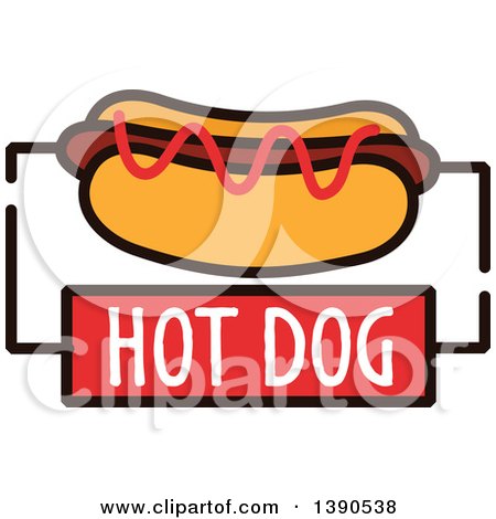 Clipart of a Hot Dog with Text - Royalty Free Vector Illustration by Vector Tradition SM