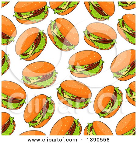 Clipart of a Seamless Background Pattern of Cheeseburgers - Royalty Free Vector Illustration by Vector Tradition SM