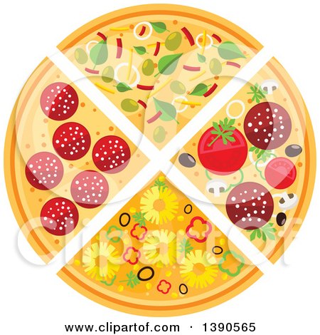 Clipart of a Divided Pizza - Royalty Free Vector Illustration by Vector Tradition SM