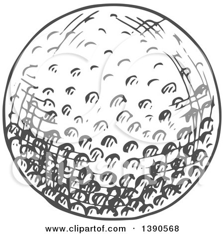 Clipart of a Gray Sketched Golf Ball - Royalty Free Vector Illustration by Vector Tradition SM
