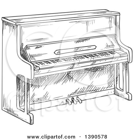 Clipart of a Sketched Piano - Royalty Free Vector Illustration by Vector Tradition SM