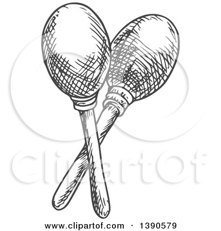 Clipart of Sketched Maracas - Royalty Free Vector Illustration by Vector Tradition SM