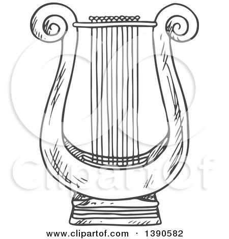 Clipart of a Sketched Lyre - Royalty Free Vector Illustration by Vector Tradition SM