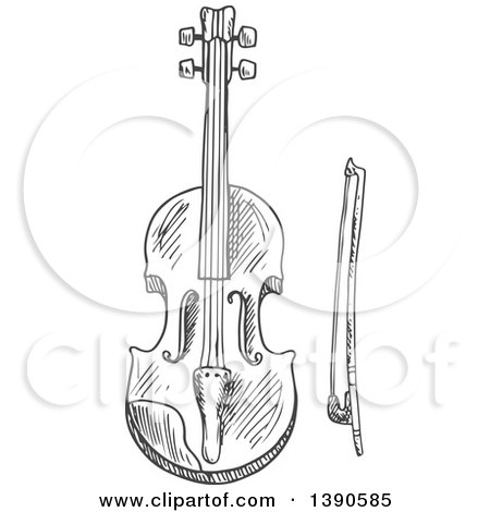 Clipart of a Sketched Violin or Viola - Royalty Free Vector Illustration by Vector Tradition SM