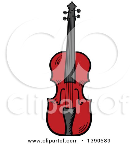 Clipart of a Sketched Violin - Royalty Free Vector Illustration by Vector Tradition SM