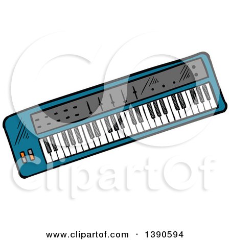 Clipart of a Sketched Music Keyboard - Royalty Free Vector Illustration by Vector Tradition SM