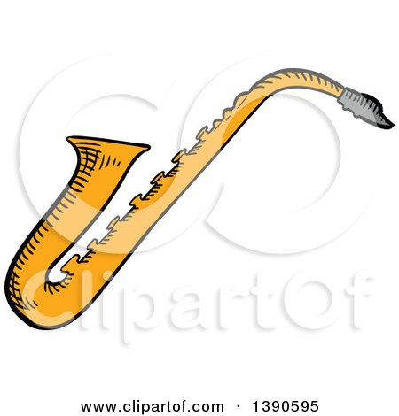 Clipart of a Sketched Saxophone - Royalty Free Vector Illustration by Vector Tradition SM