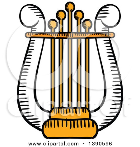 Clipart of a Sketched Lyre - Royalty Free Vector Illustration by Vector Tradition SM