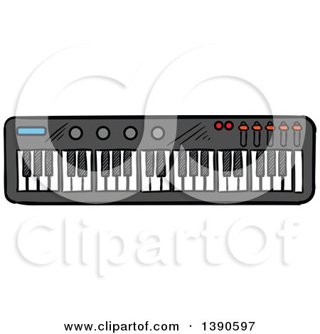 Clipart of a Sketched Music Keyboard - Royalty Free Vector Illustration by Vector Tradition SM