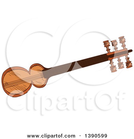 Clipart of a Sketched Sarod - Royalty Free Vector Illustration by Vector Tradition SM