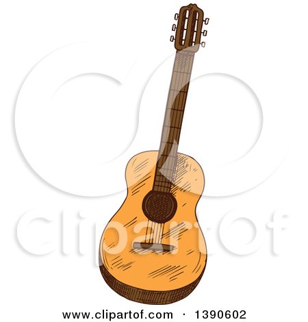 Clipart of a Sketched Acoustic Guitar - Royalty Free Vector Illustration by Vector Tradition SM