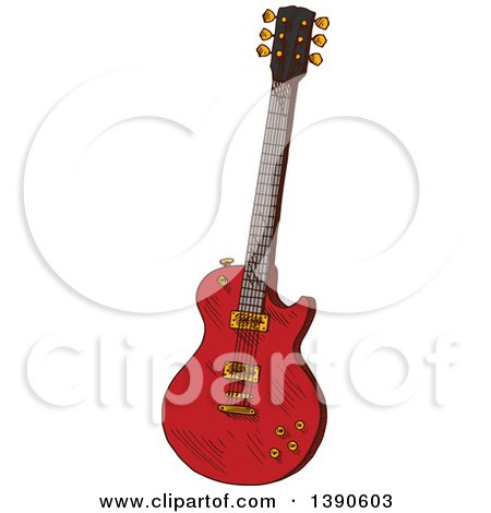 Clipart of a Sketched Guitar - Royalty Free Vector Illustration by Vector Tradition SM