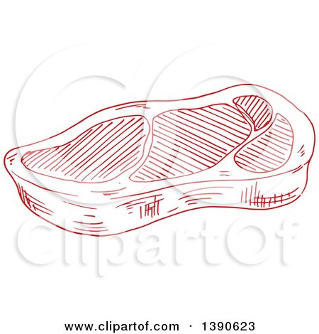 Clipart of a Sketched Beef Steak - Royalty Free Vector Illustration by Vector Tradition SM
