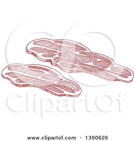 Clipart of a Sketched Grilled Pork Chop - Royalty Free Vector Illustration by Vector Tradition SM