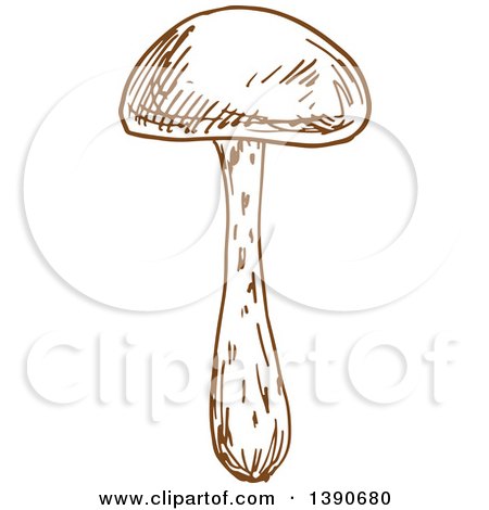 Clipart of a Brown Sketched Mushroom - Royalty Free Vector Illustration by Vector Tradition SM