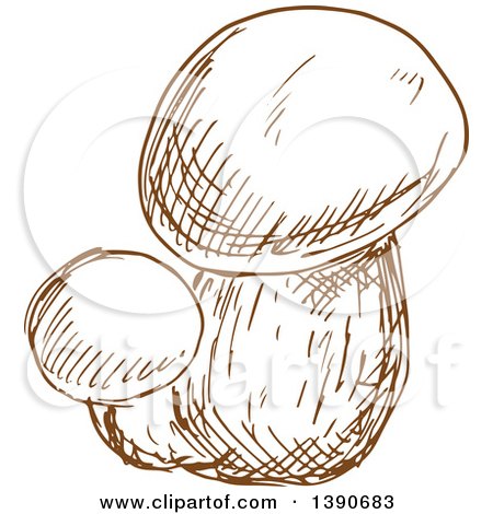 Clipart of Brown Sketched Mushrooms - Royalty Free Vector Illustration by Vector Tradition SM