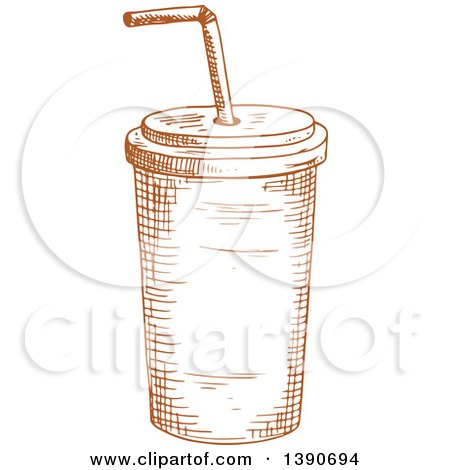 Clipart of a Brown Sketched Fountain Soda - Royalty Free Vector Illustration by Vector Tradition SM