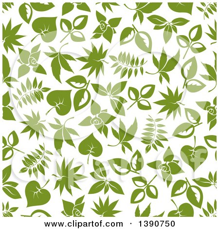 Clipart of a Seamless Background Pattern of Green Leaves - Royalty Free Vector Illustration by Vector Tradition SM