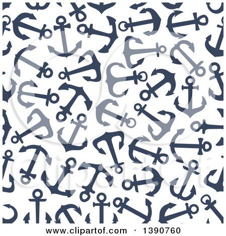 Clipart of a Seamless Background Pattern of Gray Anchors - Royalty Free Vector Illustration by Vector Tradition SM