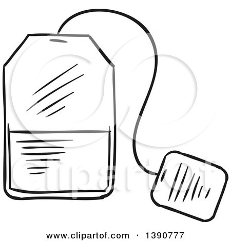Clipart of a Black and White Sketched Tea Bag - Royalty Free Vector Illustration by Vector Tradition SM