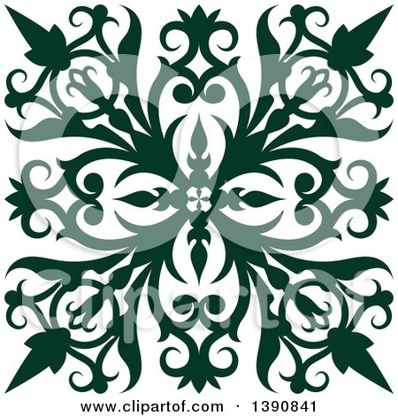 Clipart of a Green Square Vintage Ornate Flourish Design Element - Royalty Free Vector Illustration by Vector Tradition SM