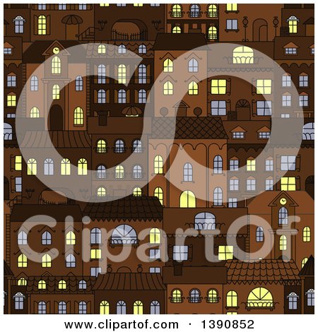 Clipart of a Seamless Background Pattern of Town Houses - Royalty Free Vector Illustration by Vector Tradition SM