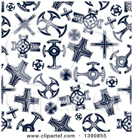Clipart of a Seamless Background Pattern of Navy Blue Crosses - Royalty Free Vector Illustration by Vector Tradition SM