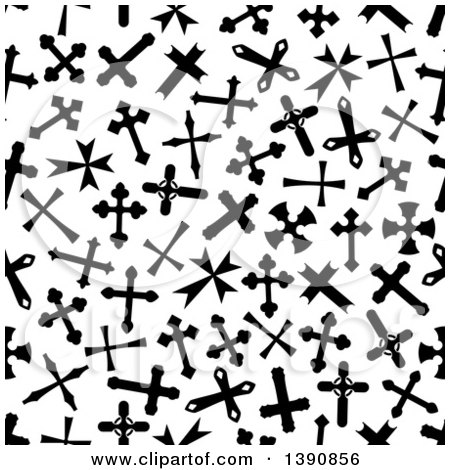 Clipart of a Seamless Background Pattern of Black Crosses - Royalty Free Vector Illustration by Vector Tradition SM