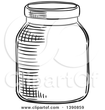 Clipart of a Black and White Sketched Jar - Royalty Free Vector Illustration by Vector Tradition SM
